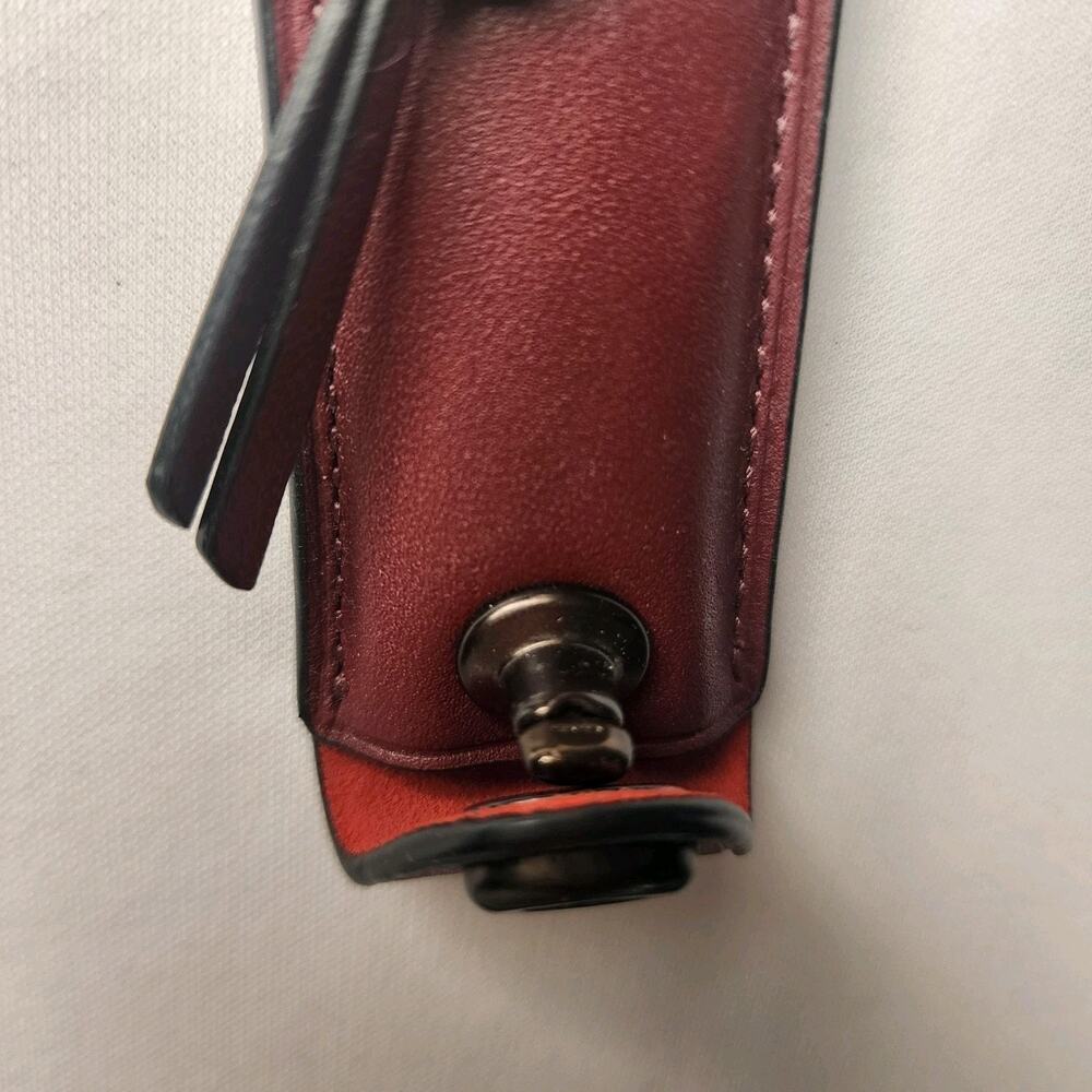 Coach 1941 Leather Clochette Hanging Tag Charm Dark Gunmetal Bordeaux - Picture 2 of 4